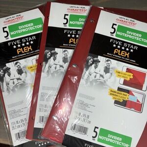3 packs -Five Star 3 Pocket Binder Dividers 5 Tabs-multi Colors- Brand New